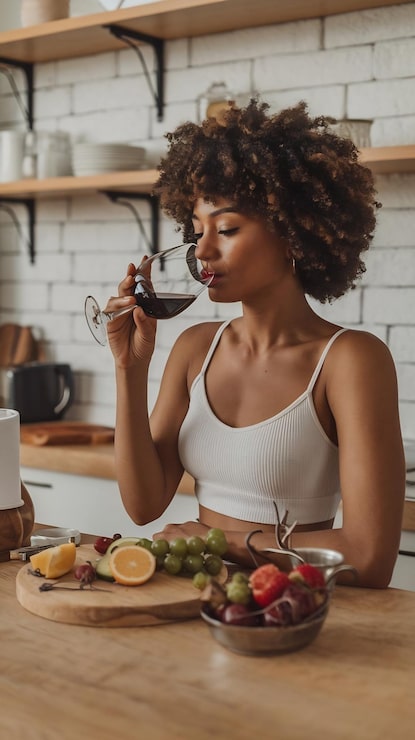 Woman drinking red wine | Holistic Menus